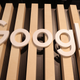 A white Google logo is shown against a wooded backdrop.
